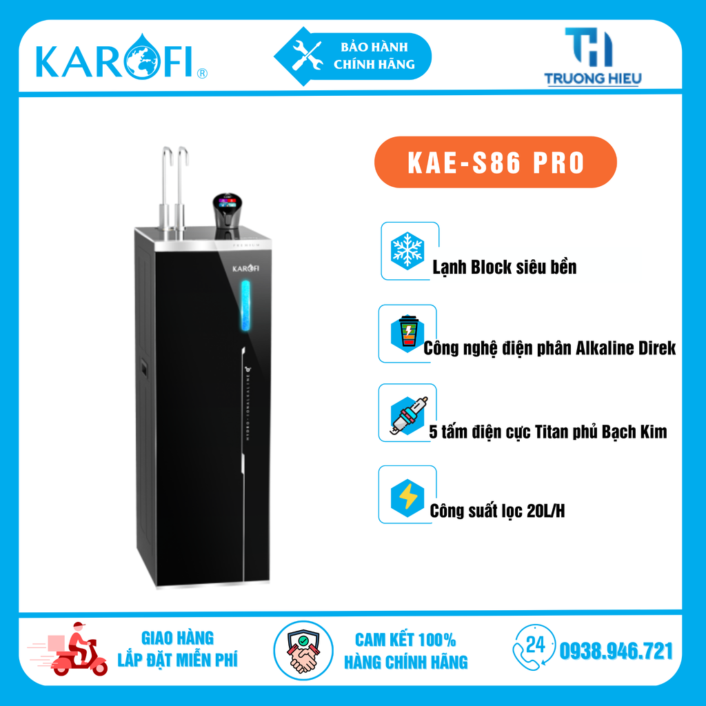 MÁY LỌC NƯỚC NÓNG LẠNH HYDRO- ION KIỀM KAROFI KAE-S86 PRO