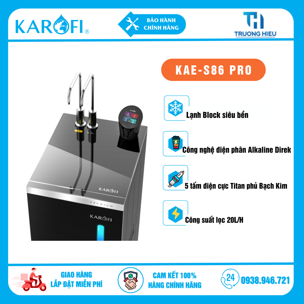 MÁY LỌC NƯỚC NÓNG LẠNH HYDRO- ION KIỀM KAROFI KAE-S86 PRO