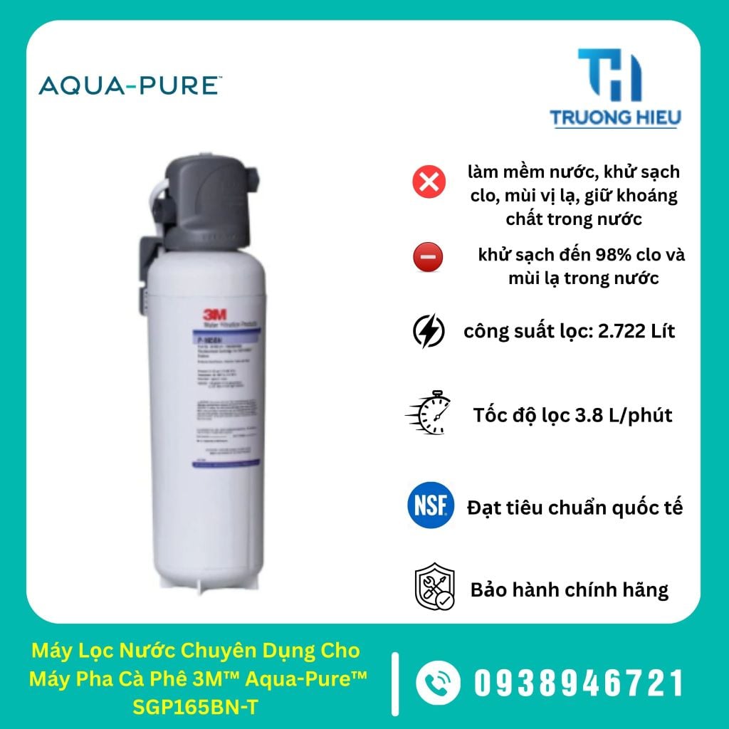 Máy Lọc Nước Chuyên Dụng Cho Máy Pha Cà Phê 3M™ Aqua-Pure™ SGP165BN-T