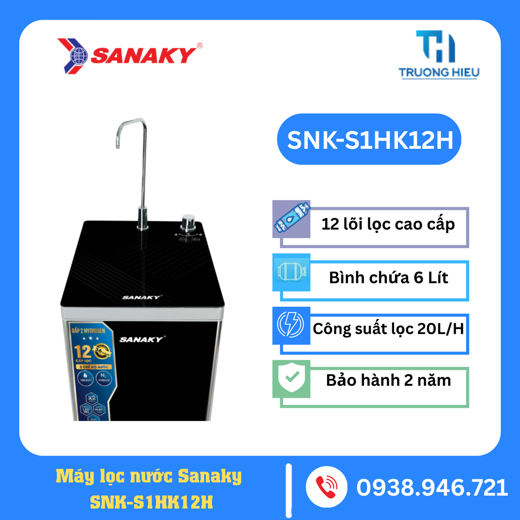 Máy lọc nước Khoáng - Hydrogen kiềm  Sanaky SNK-S1HK12H 12 lõi