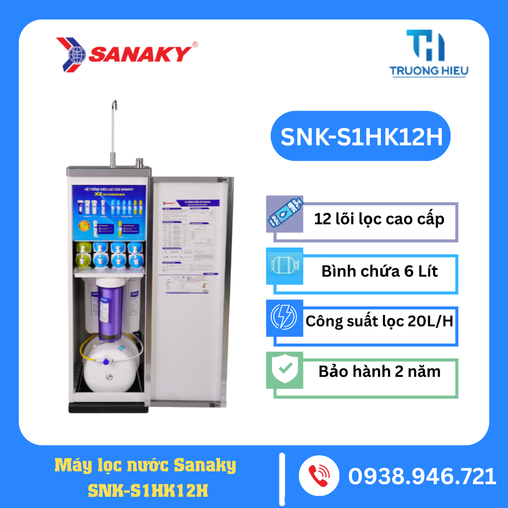 Máy lọc nước Khoáng - Hydrogen kiềm  Sanaky SNK-S1HK12H 12 lõi