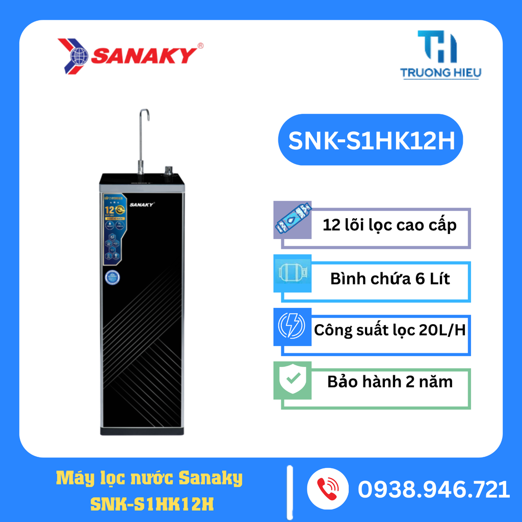 Máy lọc nước Khoáng - Hydrogen kiềm  Sanaky SNK-S1HK12H 12 lõi