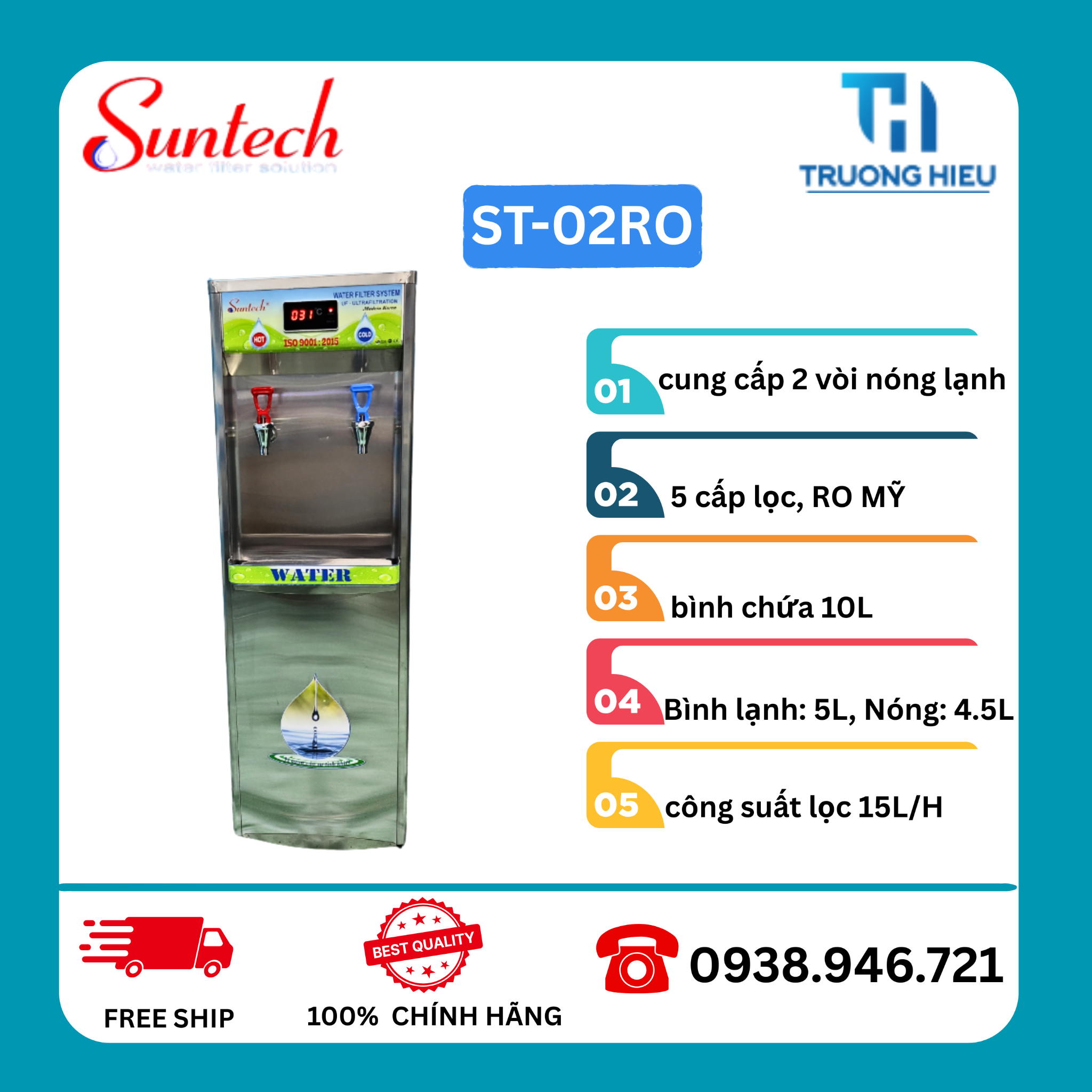 MÁY LỌC NƯỚC NÓNG LẠNH 2 VÒI SUNTECH ST-02RO