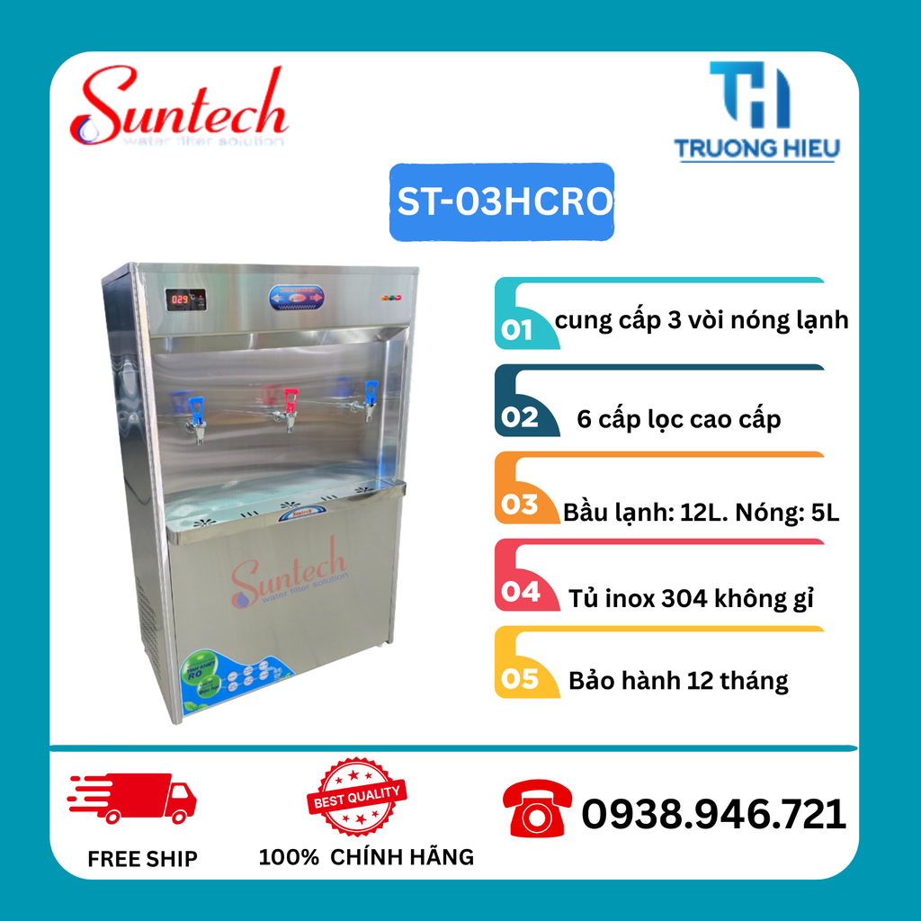 MÁY LỌC NƯỚC 3 VÒI NÓNG LẠNH SUNTECH ST-03HCRO