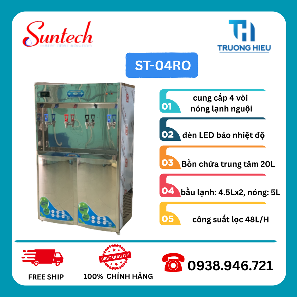 MÁY LỌC NƯỚC NÓNG LẠNH 4 VÒI SUNTECH ST-04RO