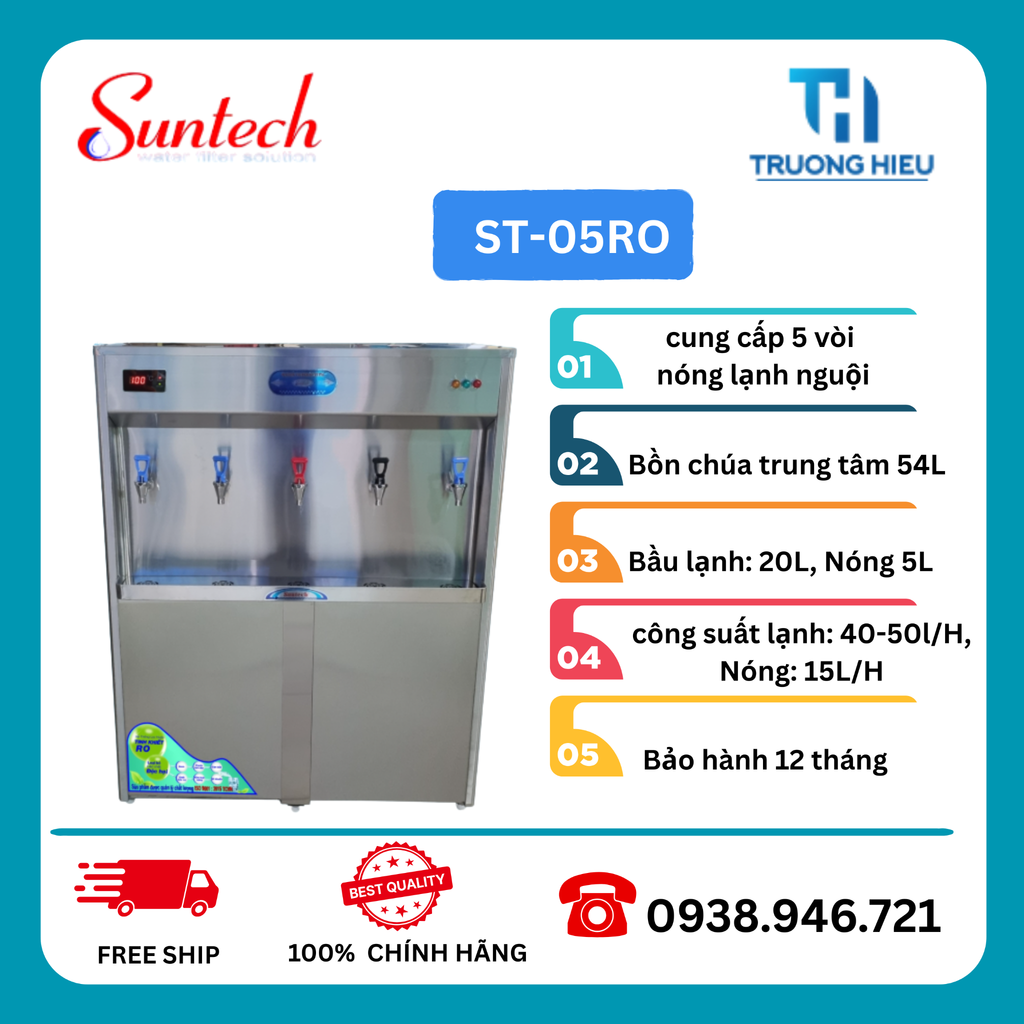 MÁY LỌC NƯỚC NÓNG LẠNH 5 VÒI SUNTECH ST-05RO