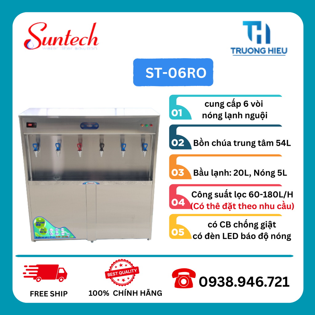 MÁY LỌC NƯỚC NÓNG LẠNH 6 VÒI SUNTECH ST-06RO