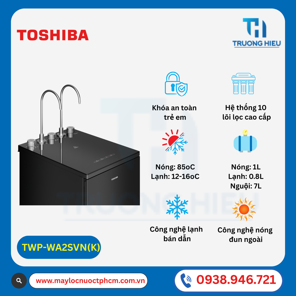 Máy Lọc Nước Nóng Lạnh Hydrogen Toshiba TWP-WA2SVN(K)