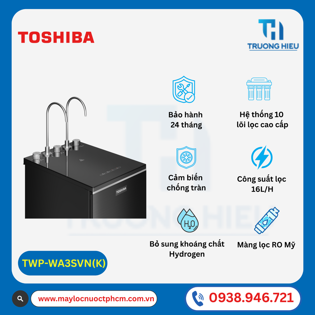 Máy Lọc Nước Nóng Lạnh Hydrogen Toshiba TWP-WA3SVN(K)