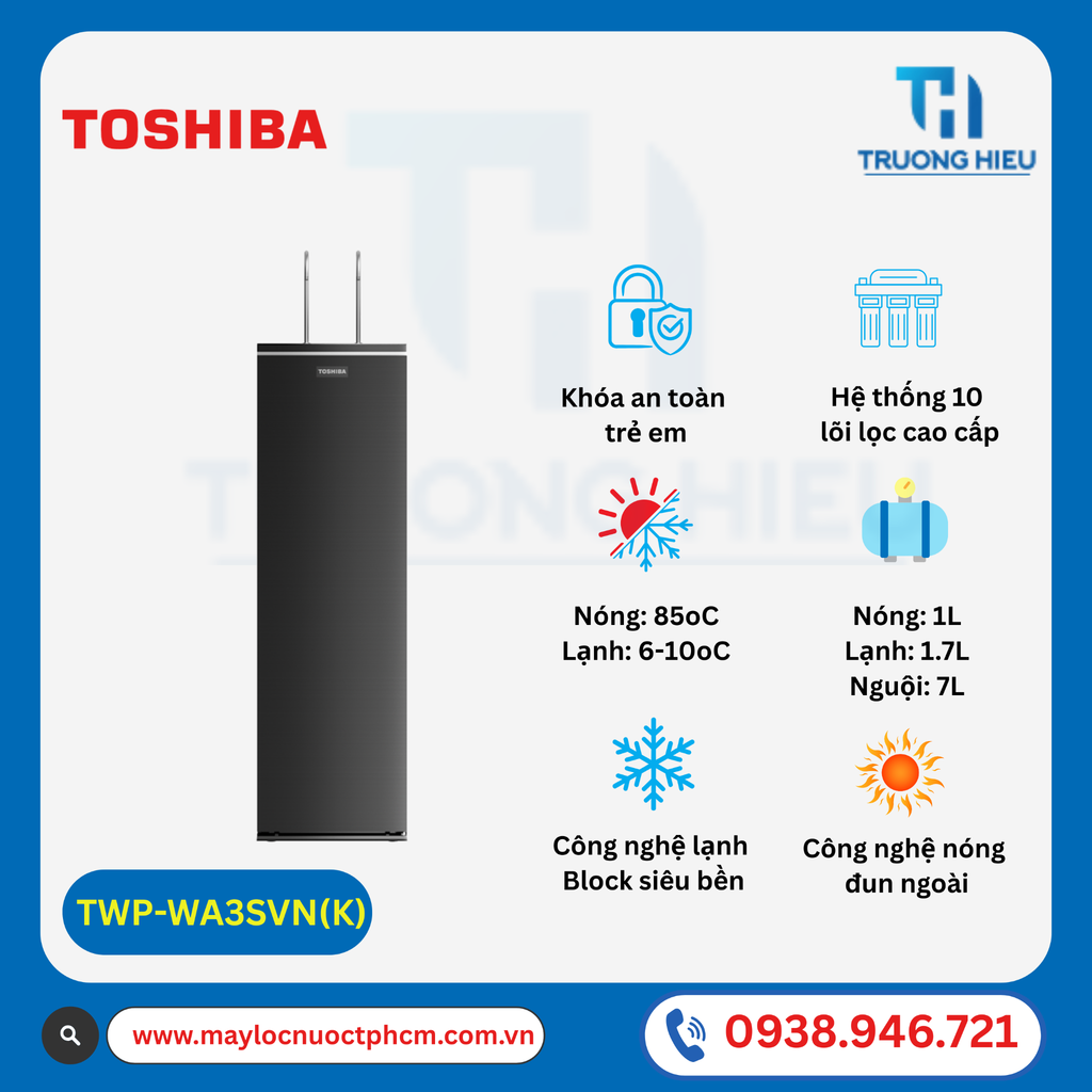 Máy Lọc Nước Nóng Lạnh Hydrogen Toshiba TWP-WA3SVN(K)