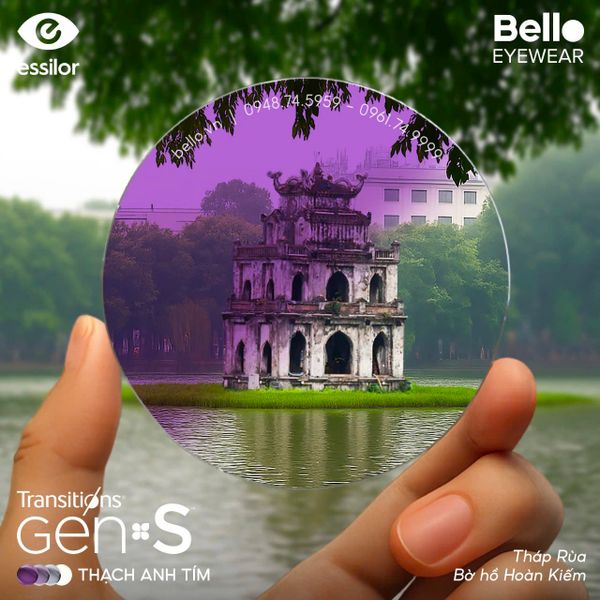  Tròng Kính Đổi Màu Essilor Transitions Gen S Thạch Anh Tím Ambethyst 