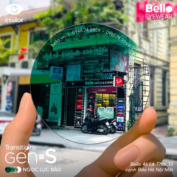  Tròng Kính Đổi Màu Essilor Transitions Gen S Ngọc Lục Bảo Emerald 