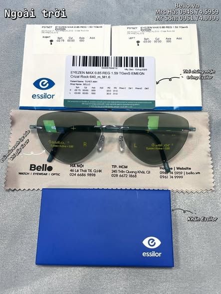  Tròng Kính Đổi Màu Essilor Transitions Gen S Ngọc Lục Bảo Emerald 