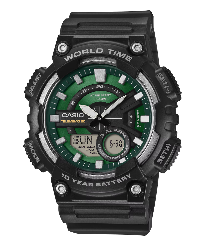  Casio AEQ-110W-3A2 - Uy tín từ 2009, Tem vàng chống giả, Bảo hành 1 năm, Pin miễn phí trọn đời 
