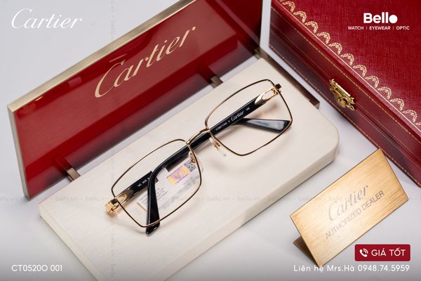  Gọng Kính Cartier CT0520O 001 - Tặng kèm tròng kính Essilor Pháp, Liên hệ giá tốt Mrs.Hà 0948.74.5959 