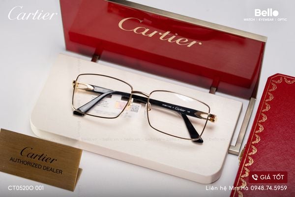  Gọng Kính Cartier CT0520O 001 - Tặng kèm tròng kính Essilor Pháp, Liên hệ giá tốt Mrs.Hà 0948.74.5959 