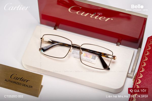  Gọng Kính Cartier CT0520O 002 - Tặng kèm tròng kính Essilor Pháp, Liên hệ giá tốt Mrs.Hà 0948.74.5959 