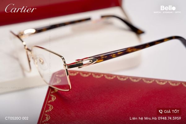  Gọng Kính Cartier CT0520O 002 - Tặng kèm tròng kính Essilor Pháp, Liên hệ giá tốt Mrs.Hà 0948.74.5959 