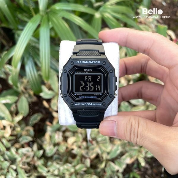  Casio W-218H-1B - Uy tín từ 2009, Tem vàng chống giả, Bảo hành 1 năm, Pin miễn phí trọn đời 