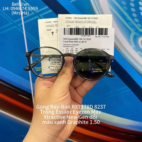  Tròng Kính Đổi Màu Essilor Transitions Gen S Xanh Lá Graphite Green 