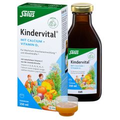 SALUS Kindervital - Siro bổ sung D3 + Canxi tăng chiều cao, chống còi xương, suy dinh dưỡng từ trái cây, lọ 250ml