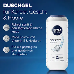 NIVEA MEN 3in1 - Pflegedusche Sensitive - Sữa tắm gội chiết xuất tre, làm dịu cơ thể, 250ml