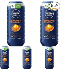 NIVEA MEN 3in1 - Pflegedusche Sport - Sữa tắm gội thể thao tiếp thêm sinh lực, 250ml