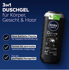 NIVEA MEN Active - Dầu gội than hoạt tính cho Nam, 250ml