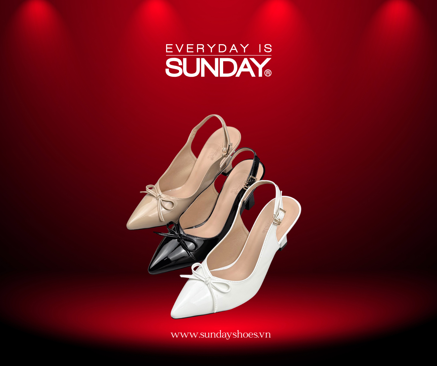 Cao gót da bóng phối nơ SUNDAY CG101