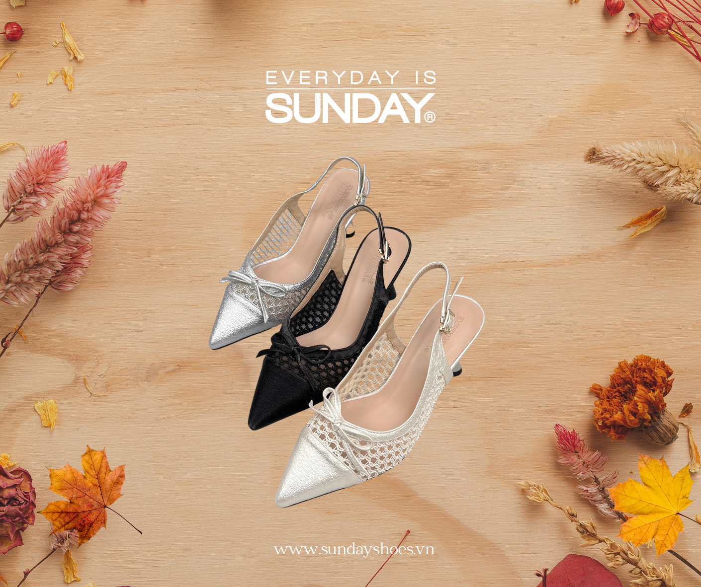 Cao gót bít mũi phối lưới SUNDAY CG103