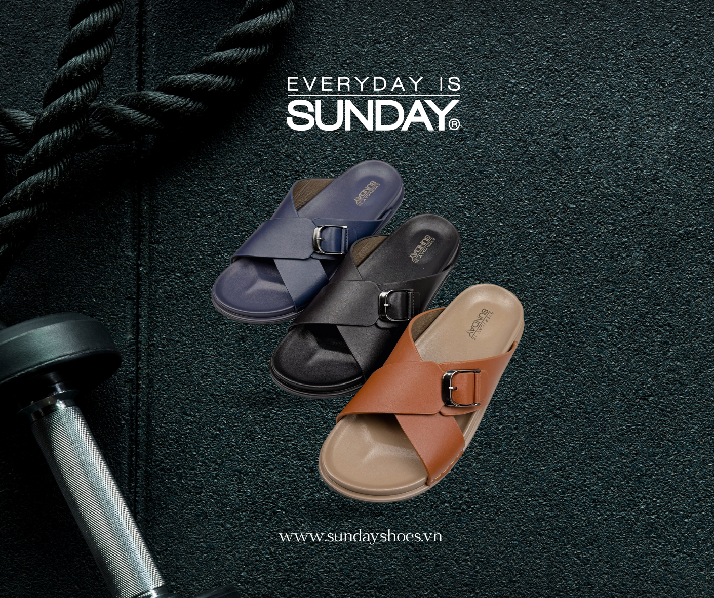 Dép Da Nam quai chéo phối khóa SUNDAY DN60