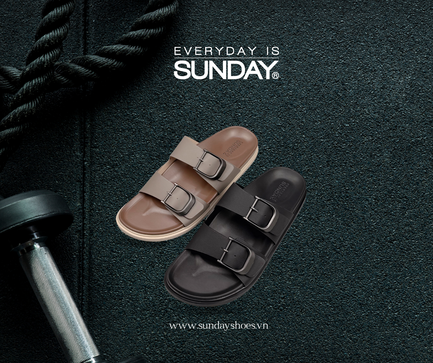 Dép Nam 2 quai ngang phối khóa SUNDAY DN64