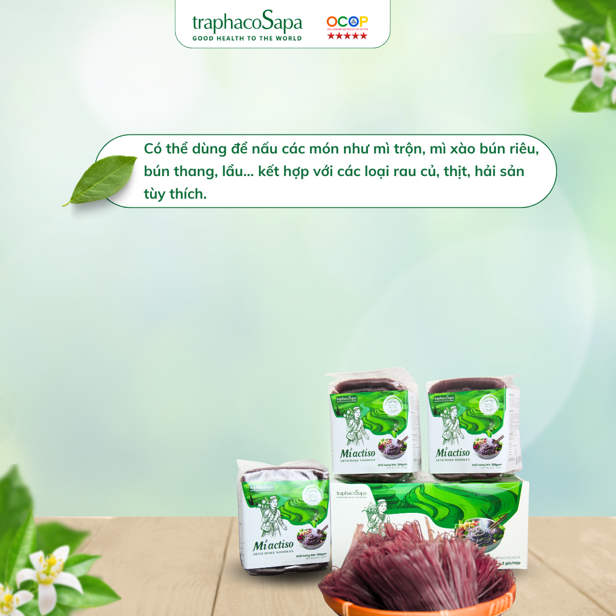  Mỳ Atiso Gạo Lứt TRAPHACOSAPA Giàu Dinh Dưỡng Chế Biến Mỳ Trộn 350gr 