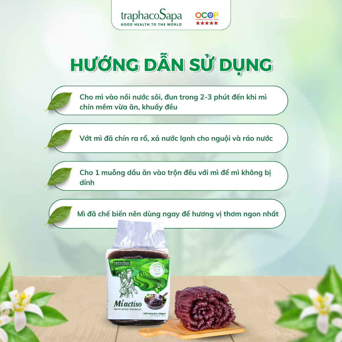  Mỳ Atiso Gạo Lứt TRAPHACOSAPA Giàu Dinh Dưỡng Chế Biến Mỳ Trộn 350gr 