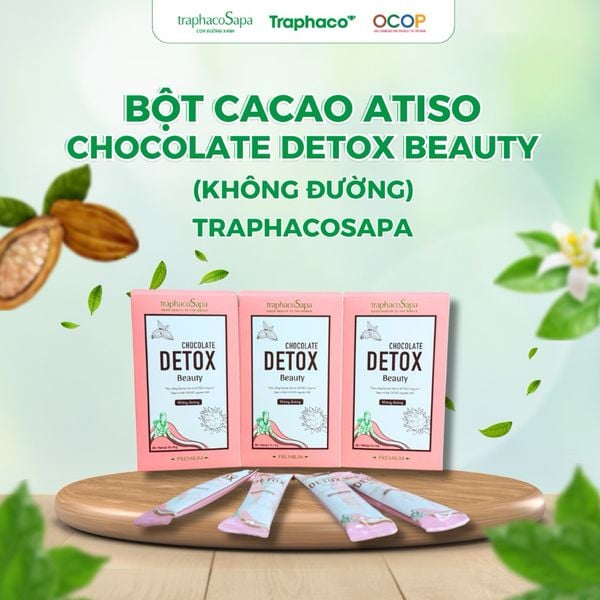  Bột Cacao Chocolate Detox Không Đường TRAPHACOSAPA OCOP 4 SAO Thanh Lọc Cơ Thể Hộp 12 Gói 