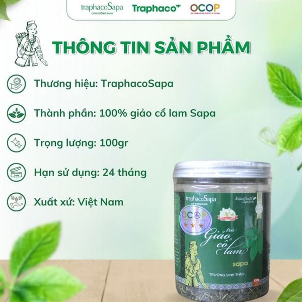  Trà Thảo Dược Giảo Cổ Lam Sapa TRAPHACO SAPA [OCOP 3 Sao] Hỗ Trợ Giấc Ngủ, Giảm Căng Thẳng 100gr 