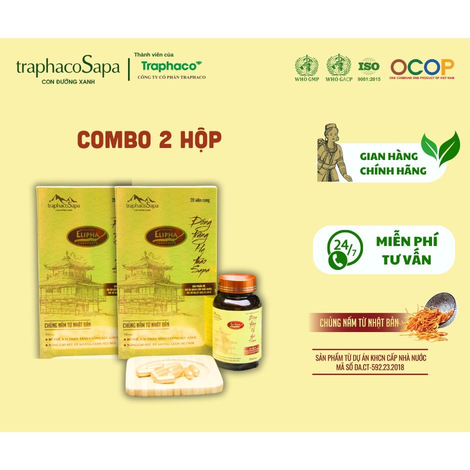  [COMBO 2] Viên Nang Đông Trùng Hạ Thảo Sapa - TraphacoSapa hộp 28 viên 