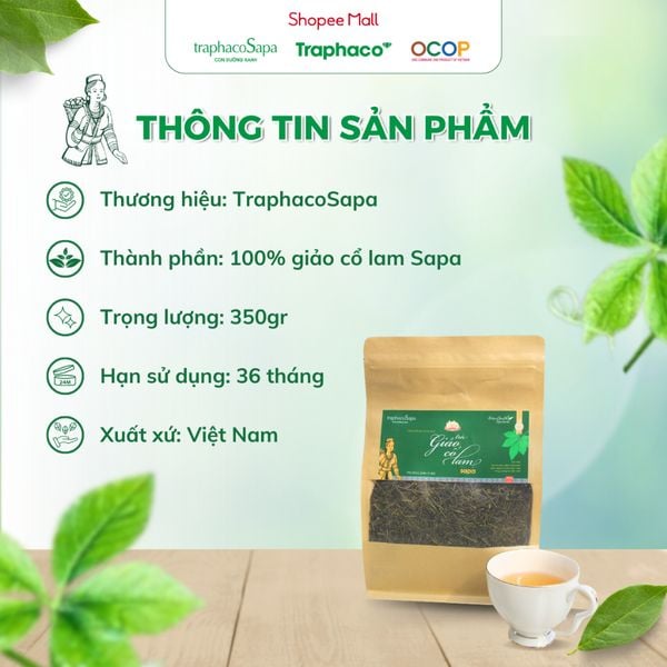  Trà Thảo Dược Giảo Cổ Lam Sapa TRAPHACO SAPA [OCOP 3 Sao] Hỗ Trợ Giấc Ngủ, Giảm Căng Thẳng 350gr 