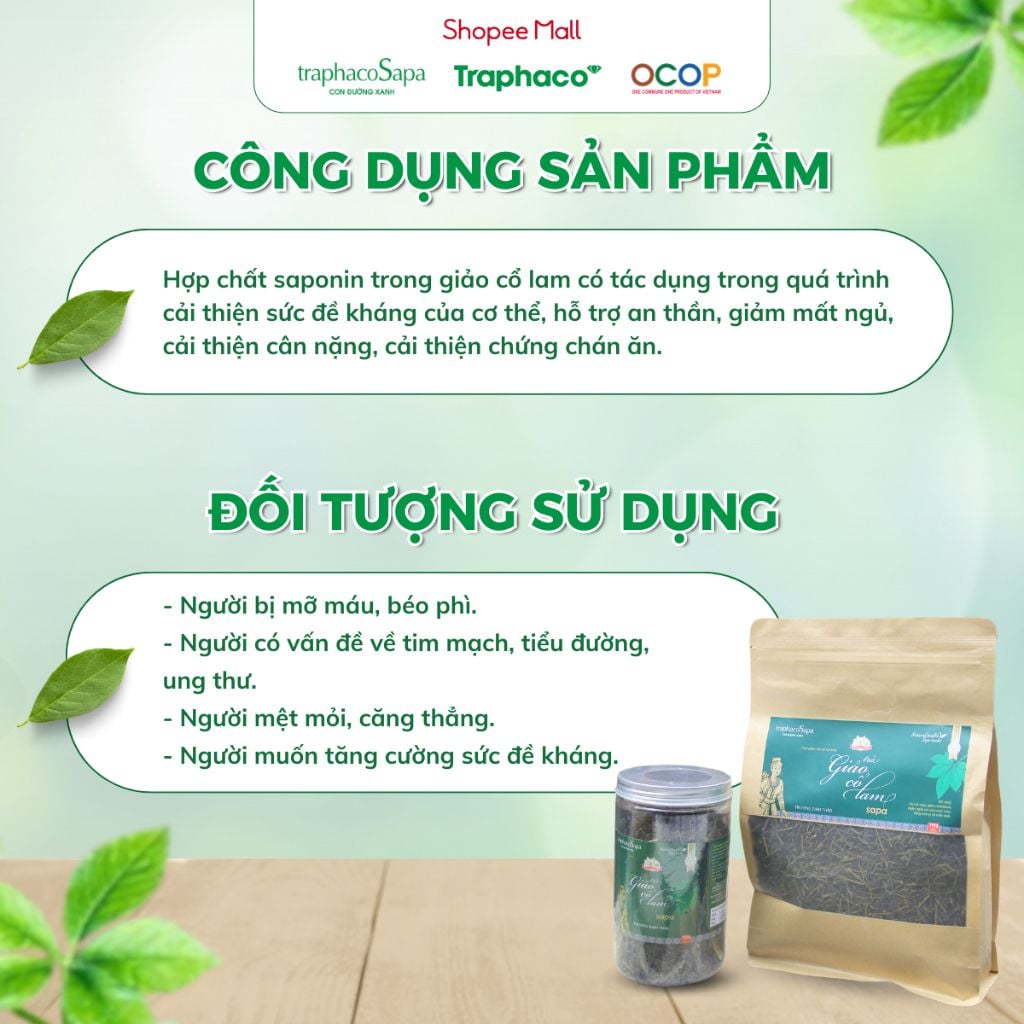  Trà Thảo Dược Giảo Cổ Lam Sapa TRAPHACO SAPA [OCOP 3 Sao] Hỗ Trợ Giấc Ngủ, Giảm Căng Thẳng 350gr 