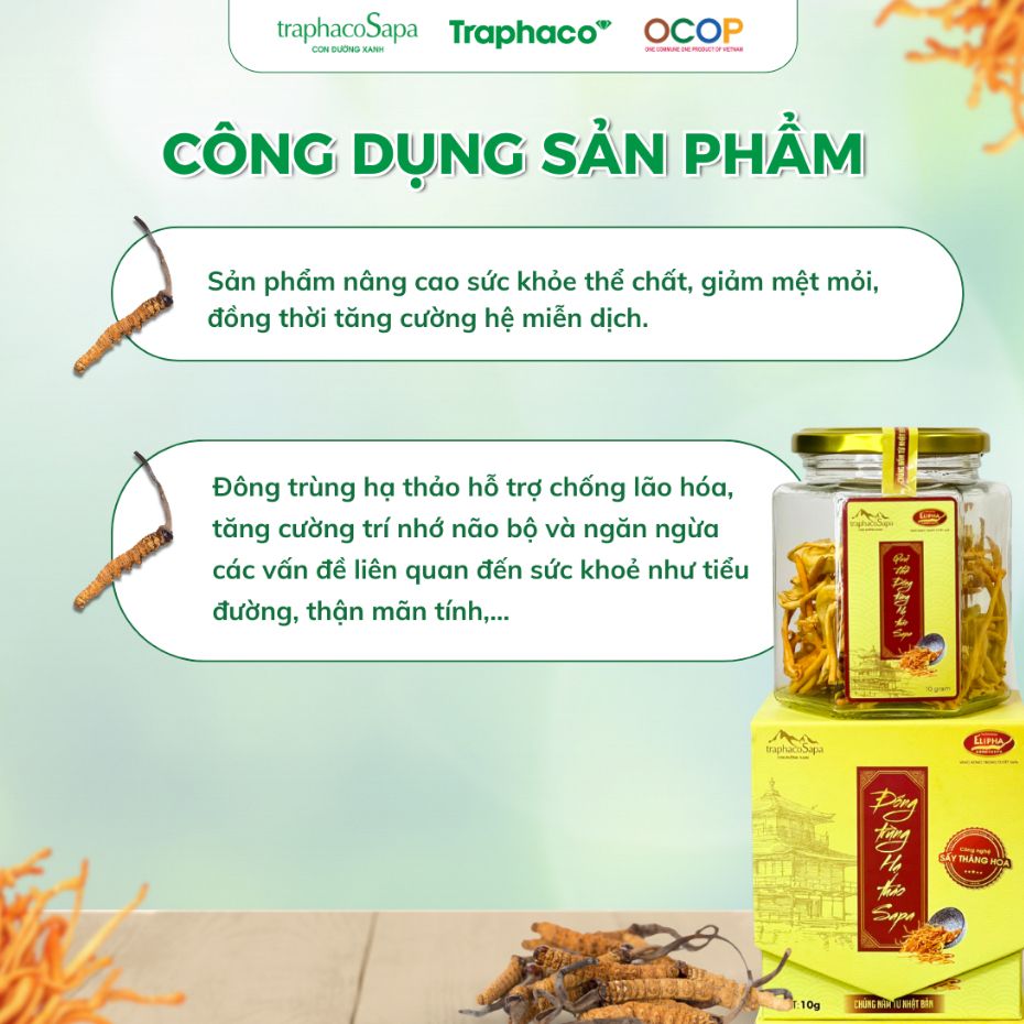  Đông Trùng Hạ Thảo Sapa Sấy Thăng Hoa TRAPHACO SAPA Nâng Cao Sức Khoẻ Giảm Mệt Mỏi 10gr 
