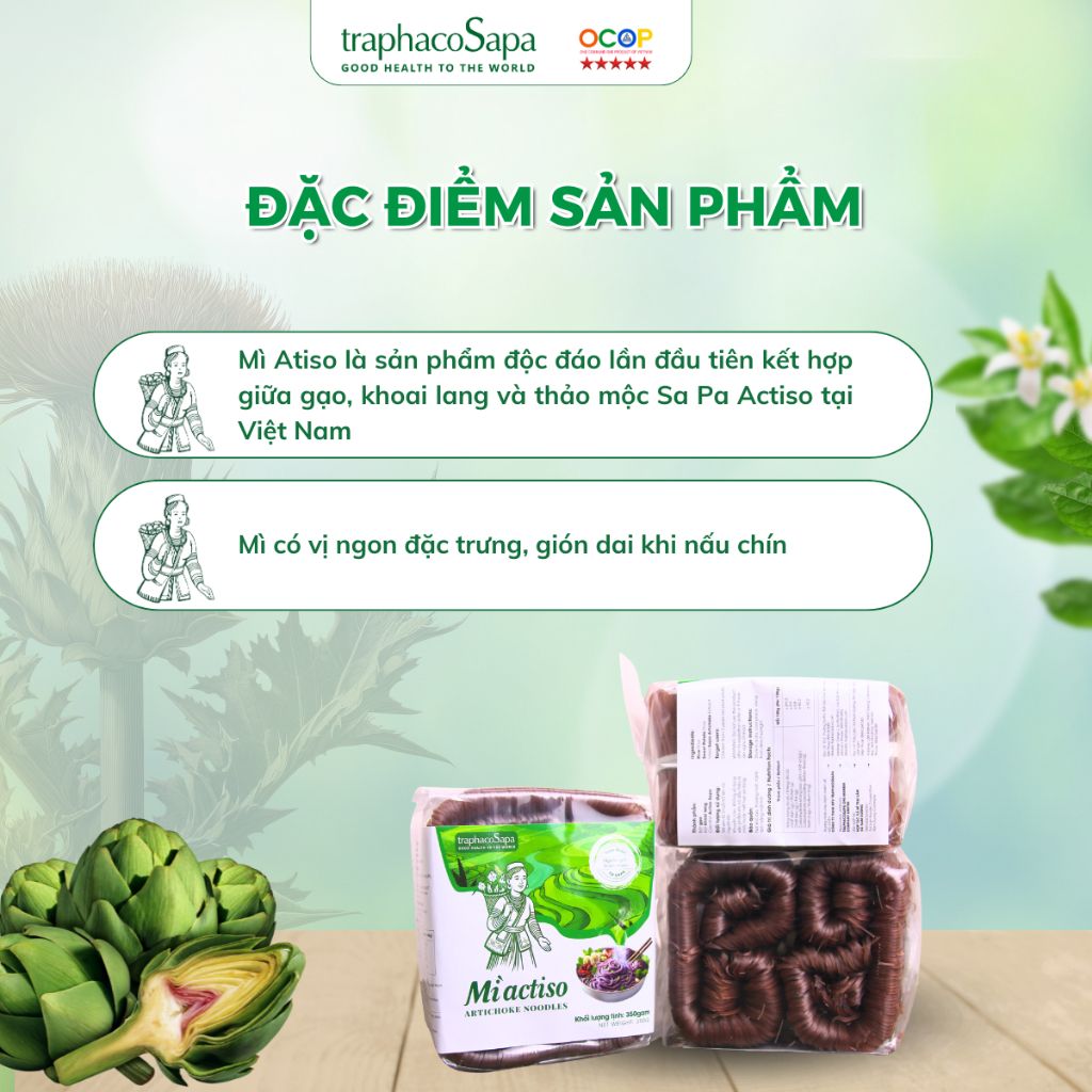  Mì Chũ Actiso TRAPHACOSAPA Giàu Dinh Dưỡng Hỗ Trợ Người Ăn Kiêng, Ăn Eatclean, Ăn Healthy 350gr 