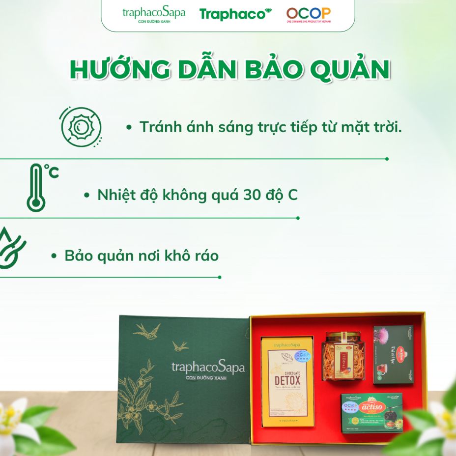  Set Quà Tặng 2 TRAPHACOSAPA Chocolate Detox Đông Trùng Trà Túi Lọc Atiso Thiểt Kế Đẹp Mắt Sang Trọng 
