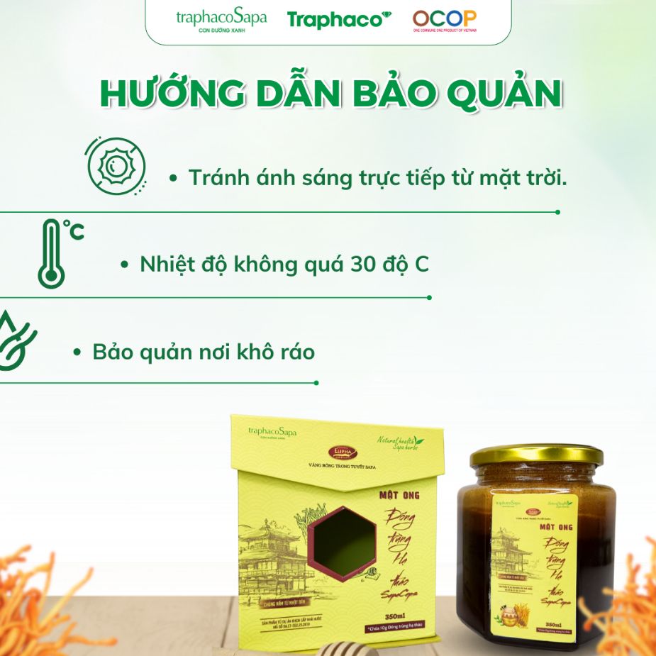  Mật Ong Đông Trùng Hạ Thảo Sapaceps TRAPHACO SAPA Hỗ Trợ Sức Khoẻ, Giảm Mệt Mỏi 350ml 