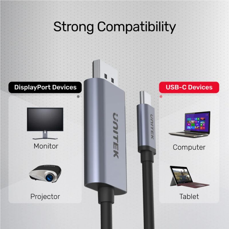 cap-chuyen-usb-c-to-displayport-unitek-v1409a-4k60hz-ho-tro-thunderbolt-3-4-1-8m