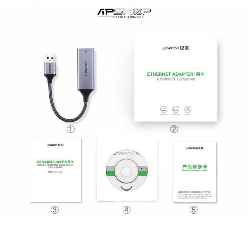 Bộ chuyển UGREEN USB 3.0 to Ethernet Gigabit CM209