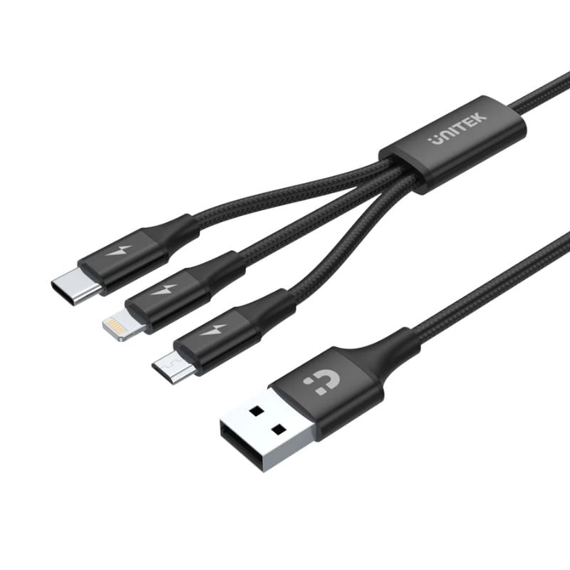 Cáp Sạc Đa Năng UNITEK 3 in 1 (USB A ra USB C/ Micro/ Lightning)