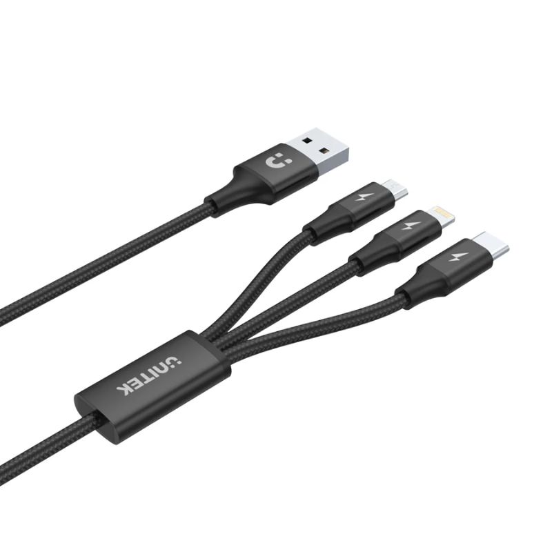 Cáp Sạc Đa Năng UNITEK 3 in 1 (USB A ra USB C/ Micro/ Lightning)