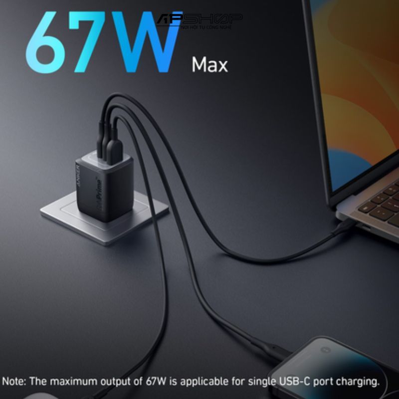 Củ sạc Anker Prime 67W (3 cổng: 2C1A) A2669
