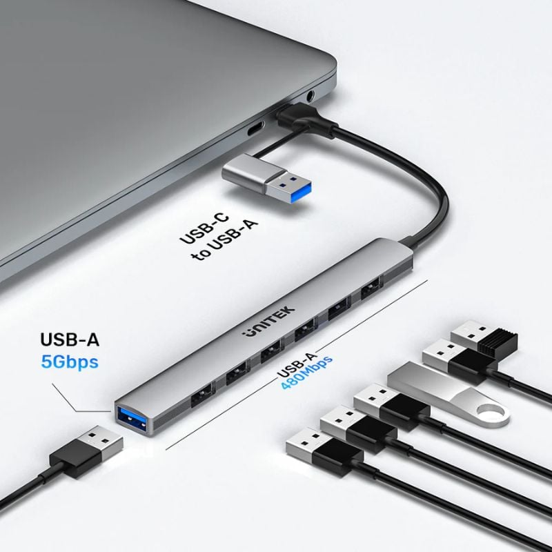 Hub Chia 7 Cổng USB A 5Gbps UNITEK uHUB S7