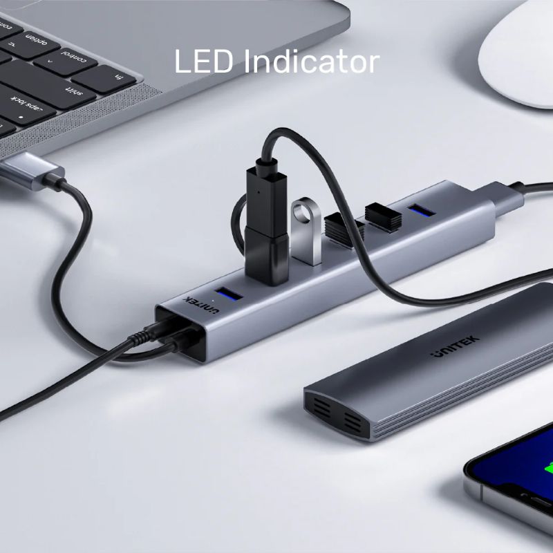Hub UNITEK H701 Chia 7 Cổng USB 3.0 Tốc Độ 5Gbps Có Nguồn Phụ